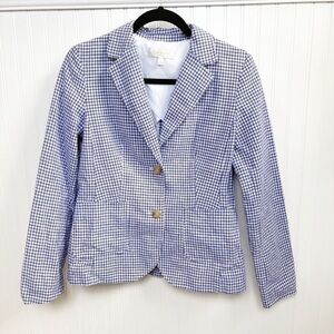 Talbots Women's Blue & White Gingham Check Blazer Jacket Size 4